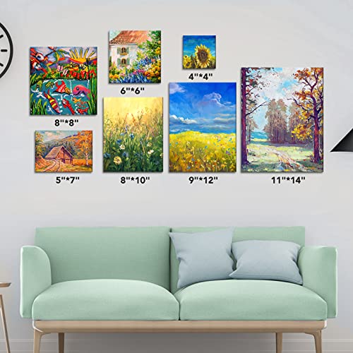 ESRICH Canvases for Painting, 36 Pack Canvas Boards 4x4, 6x6, 8x8, 5x7, 8x10, 9x12, 11x14, Round Canvas Panels with 8x8,10x10-Cotton Primed Blank Large Canvases for Acrylic, Oil, Gouache & Tempera. - style: 36 Packs Canvas Panel - 9 Sizes(4 of Each)