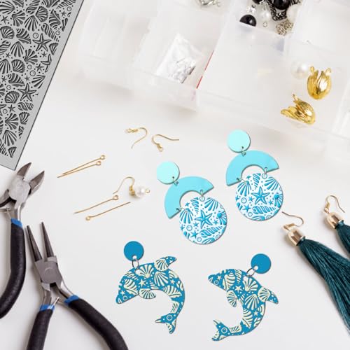 Ocean Sea Shell Polymer Clay Texture Mat - Starfish Seashells Texture Sheet for Polymer Clay Jewelry Making, Earring Charms, DIY Craft Supplies - style: sea shells