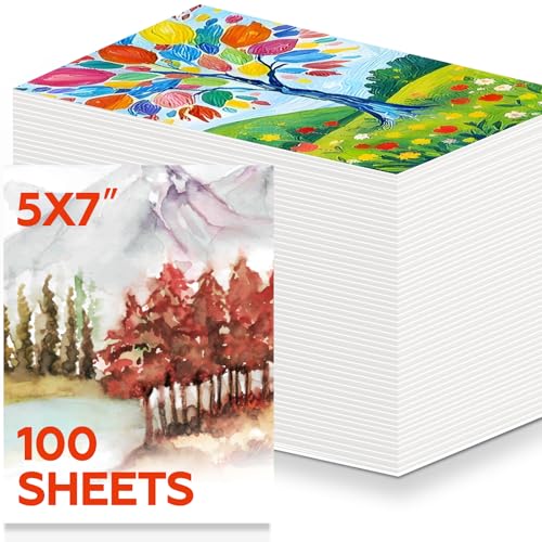 100 Sheets Watercolor Paper Bulk，5 x 7 Inch Cold Press 140 lb/300 GSM Water Color Paper for Kids Adults.Watercolor Drawing Paint Paper for Art Drawing Supplies - size: 5 X 7 INCH 100 SHEETS