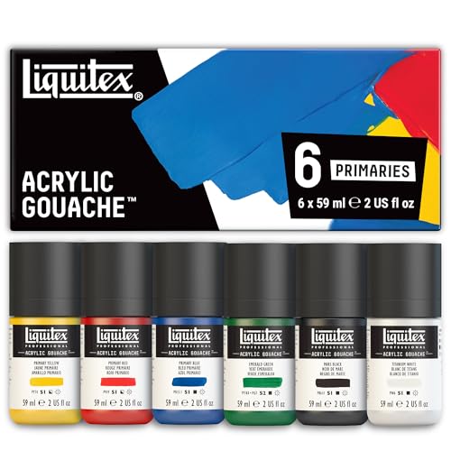 Liquitex Professional Acrylic Gouache Paint, 6 x 59ml (2-oz), Primaries Set - style: Primaries Set 6 x 59ml (2-oz)