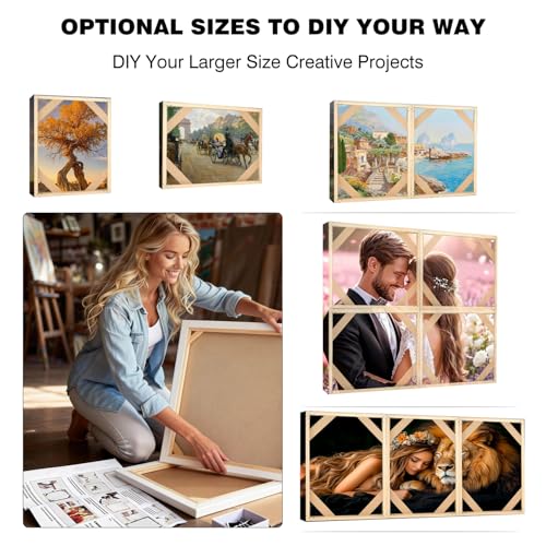 DIY Wood Canvas Stretcher Bars Kit 14" x 14", 1.25” Depth Gallery Wrapped Canvas Frame Kit for Oil Painting, Prints, Sturdy Wooden Frame for Wall Art, Easy Assembly, Made in USA - size: 14"x14"