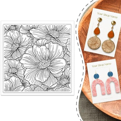 Large Flowers Polymer Clay Texture Sheet Silicone Texture Stamp Sheets Floral Clear Texture Mat Modeling Pattern Pad Reusable for Scrapbooking Polymer Clay Pottery Earrings Jewelry Making - style: Large Flower