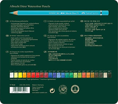 FABER-CASTELL FC117524 Albrecht Durer Artist Watercolor Pencils in A Tin (24 Pack), Assorted