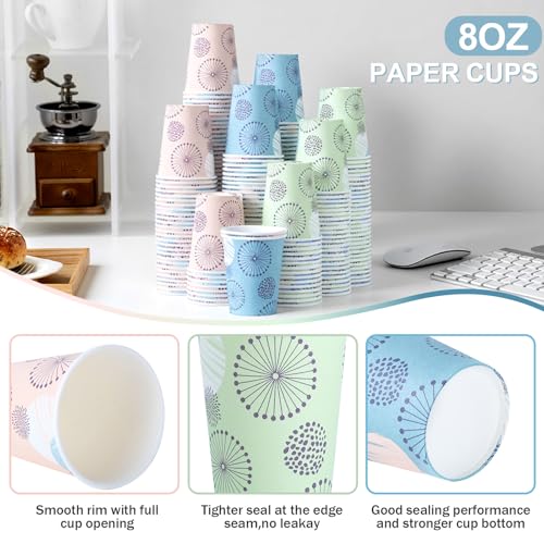 Clawsoff [300 Pack 8 OZ Paper Cups, Disposable Coffee Cups 8 oz Colourful Hot/Cold Beverage Drinking Cups for Office Party Home Picnic - color: Green, size: 8 oz