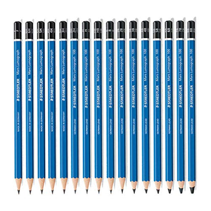 YYMIYU Blue Bar Sketch Drawing Pencil 3H Sketch Charcoal 12