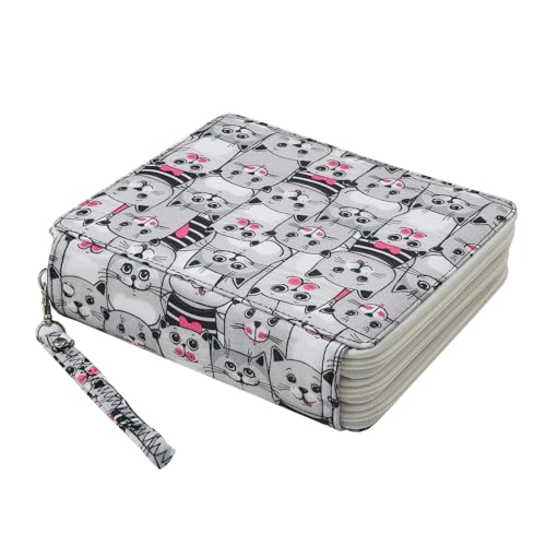 Portable Colored 124 Slots Pencil case Organizer with Printing Pattern for Watercolor Pens or Markers, Pencil Case Organizer for Artist - color: Big Cat