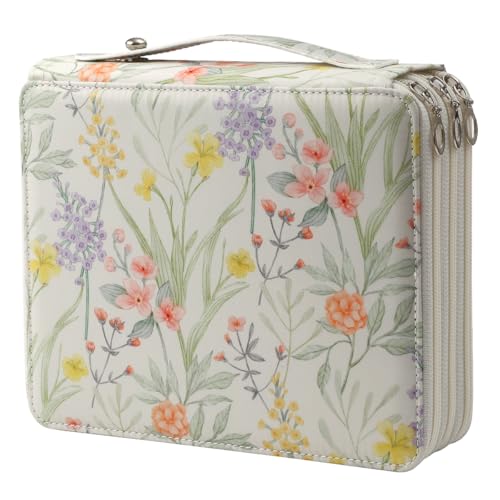Colored Pencil Case - 120 Slots Pencil Holder with Zipper Closure Twill Fabric Large Capacity Pencil Case for Watercolor Pens or Markers, Pencil Case Organizer for Artist - color: White, size: 120