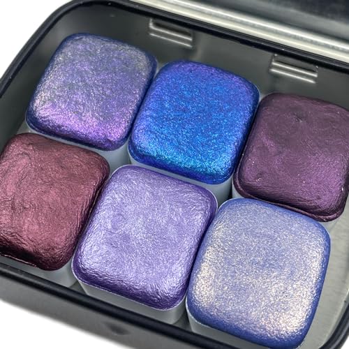 IUILE Handmade Watercolor Paints - Purple Half Pan Set (6 colors) - color: Purple