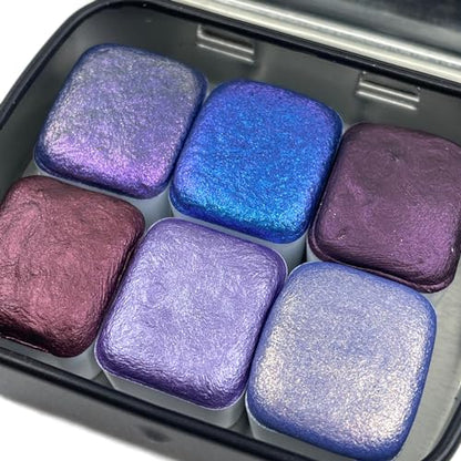 IUILE Handmade Watercolor Paints - Purple Half Pan Set (6 colors) - color: Purple