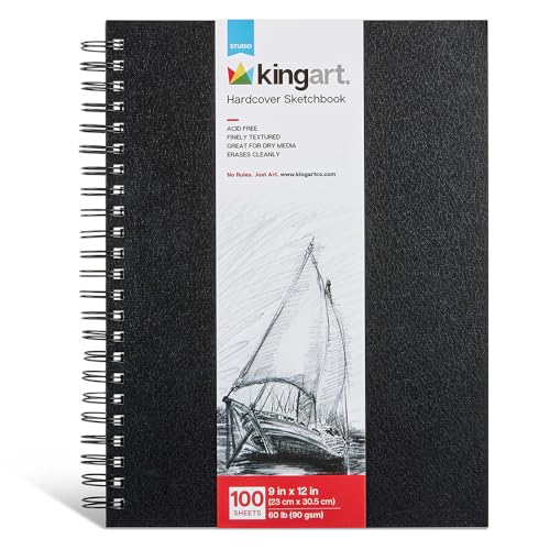 KINGART Hardcover Sketchbook Journal – 9x12 Inch, 1-Pack – Heavyweight Acid-Free Blank Drawing Notebook for Studio Sketching and Art Preservation
