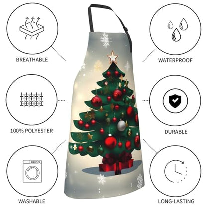 Cartoon heart sun Heavy Duty Waterproof Apron with Pockets for AdultsResistant Grilling, Gardening, Painting - color: Christmas Gift Tree