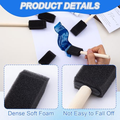 SmallCat 14 PCS Foam Paint Brushes, 1 Inch Foam Sponge Brushes for Varnishes, Reusable Sponge Brushes with Wood Handles for Painting, Staining, and DIY Crafts - Black - size: 14 PCS, 1 Inch