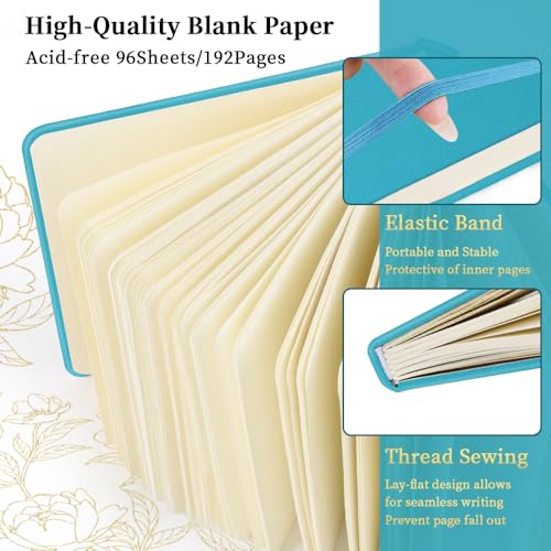 Square 5x5 inches 80gsm 96sheets/192 Pages Notebooks Blank Sketchbooks Travel Journal Pocket Hardcover Paint Writing Diary Memo Planner PU Leather Cover. Lake Blue - color: PU Cover-5x5in-Lake Blue