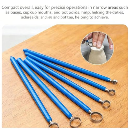6pcs Clay Pottery Carving Tool Kit, Clay Pottery Trimming Sculpting Tools Set, 7.5, 9.5, 11.5, 13.5, 15.5, 17.5mm, Tungsten Steel Tip, for Clay Artists and Pottery Creation