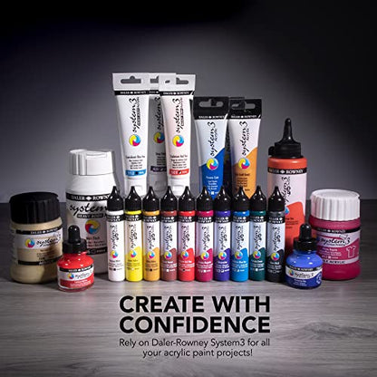 Daler-Rowney System3 Acrylic Ink Bottle Lemon Yellow 29.5ml - Versatile Acrylic Ink for Artists and Students - Opaque Calligraphy Ink for Drawing Illustrating Airbrushing Dip Pen Ink and More