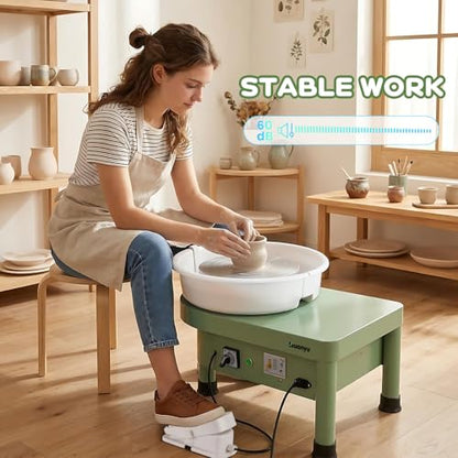 Huanyu Pottery Wheel Machine 25 cm/10" with Foot Pedal, Electric Ceramic Forming Machine with Detachable Basin DIY Art Clay Potter's Wheel for Beginners Adults At Home Pottery