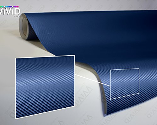 VViViD Craft 3D Carbon Fibre Textured Vinyl Sheet 1ft x 5ft for Silhouette, Cricut and Cameo Machines Including 12" x 12" Sheet of Transfer Paper (Navy Blue) - color: Navy Blue