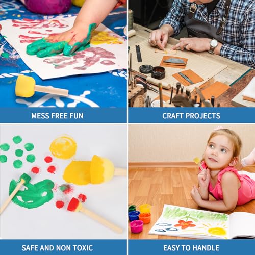 20 Pcs Round Foam Paint Brushes - Round Painting Sponges 4 Sizes (0.6", 0.75", 1.15", and 1.5") - Premium Foam Brushes - Sponge Brush Ideal Painting Tools for Kids, Acrylics & Varnishes