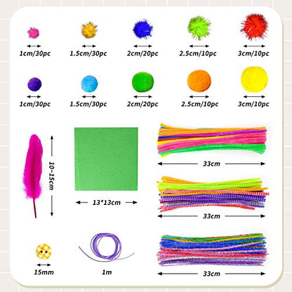 Jumbo Art and Craft Supplies for Boys and Girls, Toddler DIY Craft Art Supply Set Included Pipe Cleaners, Pom Poms, Feather, Folding Storage Box - All in One for Craft DIY Art Supplies (F0-Pink) - color: F0-Pink