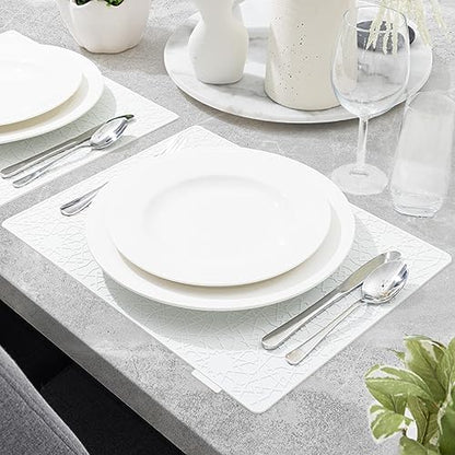 Modern Silicone Placemat Set of 2- Table Protector for Dining Room Table, Kitchen, Craft Mat- Non-Toxic, Anti-Slip, Dishwasher Safe, BPA Free, Heat Resistant - (White) - color: White