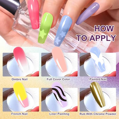 Gradient Painting Gel, 9 Bright Macaron Colors Ombre Gel Nail Polish Spring Summer Soft Pink light Blue for Pigment Pat Nails Aura Nails French Manicure Soak Off UV Fairy Spring Set - color: Fairy Spring set