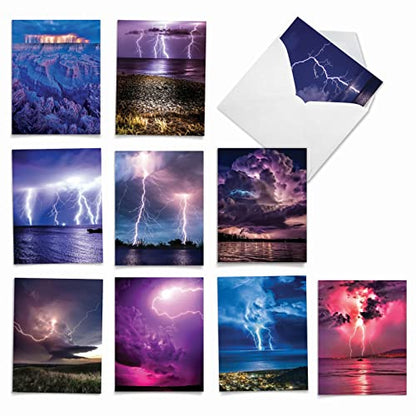 The Best Card Company - Box of 10 All Occasion Cards Blank (4 x 5.12 Inch) - Scenic Landscape Cards Assorted - Bolts of Beauty M4621OCB-B1x10 - style: Bolts of Beauty