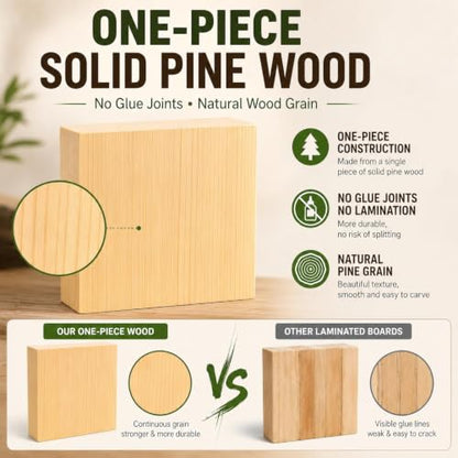 4 Pcs Solid Wood Blocks 4x4x1 Inch Unfinished Whittling Blocks for Crafts, Wooden Art Block for Crafts DIY Projects Classes Photo Blocks Painting Wall Decorations - size: 4x4x1 Inch