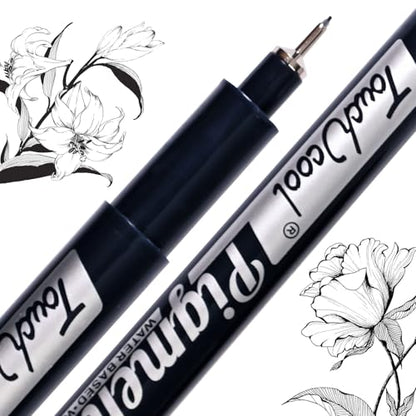 Micro Drawing Pens Art Pens, Fineliner - 12 Assorted Sizes, Fine Line Waterproof Black Ink Artist Supplies for Artists Adults Sketch Outline Anime Illustration Manga Writing