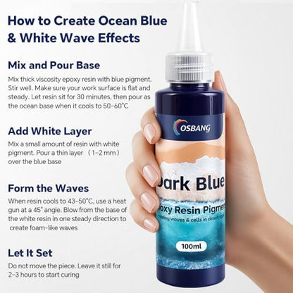 Dark Blue Epoxy Resin Pigment 100ml/3.4 fl.oz, High Concentration Liquid Colorant for Resin Art, Ideal for Creating Waves, Cells, and Unique Ocean DIY Crafts - color: Dark Blue