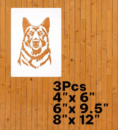 German Shepherd Dog Head Stencil – Reusable Canine Art Stencil for Painting, Crafting and DIY Projects - style: German Shepherd Dog Head