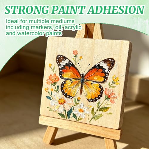 ESRICH 4x4 Inch Wood Panels, 9 Pack Square Craft Wood Canvas Boards, Blank Unfinished Wooden Art Board for DIY Art Creations Such as Painting, Acrylic Pouring, Resin, Burning, Collage, etc. - size: 4IN-9Pack