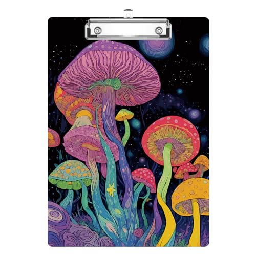 Magic Mushroom Clipboard Decorative Clip Board with Metal Clip A4 Standard Size 12.5" X 8.7" for Teacher Students Nurses Office - color: Magic Mushroom