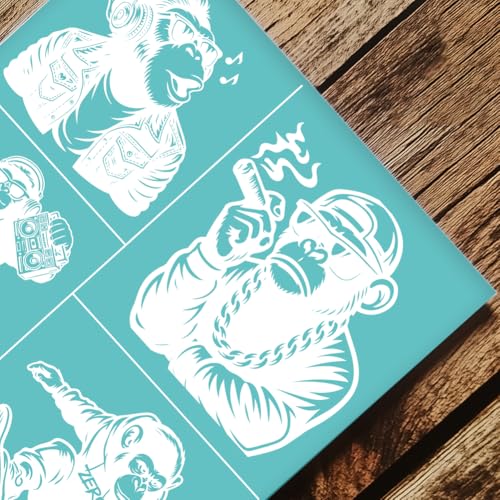 2 Sheets Hip Hop Silkscreen Stencil, Monkey Gorilla Printing Stencils Templates Reusable Self-Adhesive Silk Screen for Painting on Wall, Wood, T-Shirt, Fabric, Home Craft Decor - style: Hip Hop Monkey