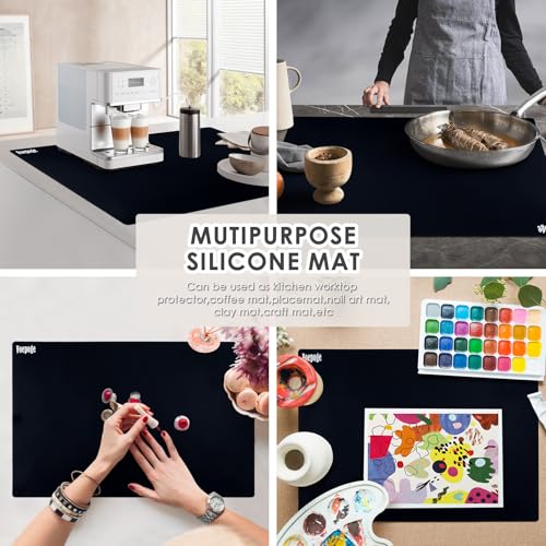 31.5" x 23.6" Extra Large Silicone Mat for Resin Casting, Epoxy and Crafts, Nonstick Silicone Sheet for Jewelry Casting Molds, Countertop Protector Mat Heat Resistant Placemats by Foepoge, Black - color: Black