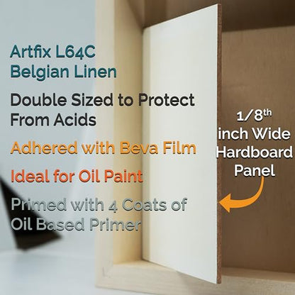 Trekell 9" x 12" Quadruple Oil Primed Linen Panel – Artfix L64C Linen on Hardboard | Made in USA - size: 9" x 12"