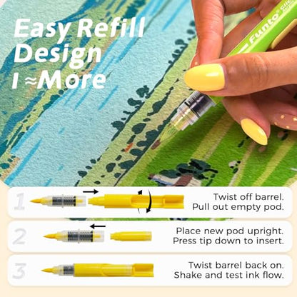 Funto ClickLink Refillable Acrylic Paint Markers, Brush Tip Paint Pens, Quick-Dry Acrylic Markers for Glass, Fabric,Soccer, Football, Wood, Window Art, Crafts & Event Decorations