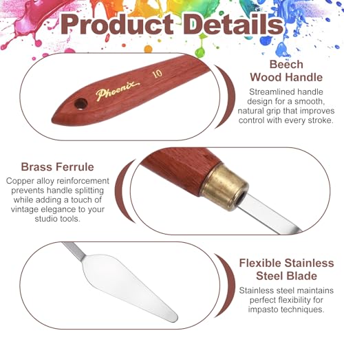 MECCANIXITY Pack of 1 Palette Knife No.10, 8.2" Long Palette Knives with Stainless Steel Flexible Spatula Pallet Knife and Wood Handle for Scraping, Mixing, Oil Acrylic Painting Canvas - style: No.10