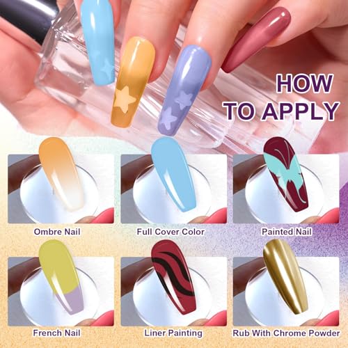 Gradient Painting Gel, 9 Colors Ombre Gel Nail Polish with Summer Blue Sponging for Pigment Pat Kit Aura Nails, French Manicure Soak of UV DIY Nail Art Beachside Candy - color: Beachside Candy set