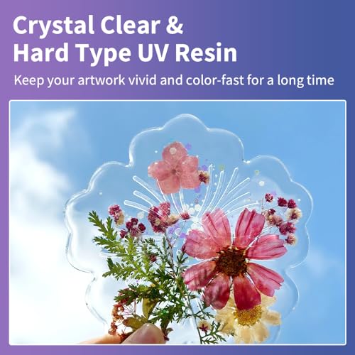 Honcaring UV Resin 500g, Clear Beginner-Friendly Kit with Silicone Tools, Upgraded Formula & Crystal Clear for Jewlery Making, Craft, 250g*2 Resin UV Kit for Earring, Pendant, DIY - size: 500g without uv light