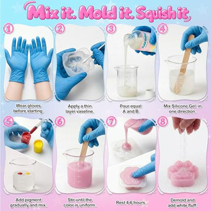 Funewest DIY Taba Squishy Making Kit for Girls 8-12, All-in-one Kit | Squishy Maker with Liquid Silicone & 6 Molds, Make Your Own Squishies, Screen-Free Creative Craft Birthday Gift for Kids