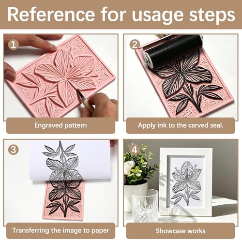 8Pcs 6"x8" Linoleum Blocks for Printmaking, Premium Rubber Linocut Block, Soft Relief Printing Supplies for Stamp Carving, Printing, DIY Crafts and Art Projects - color: linocut block 6x8x0.24in-8pcs