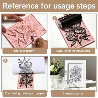 8Pcs 6"x8" Linoleum Blocks for Printmaking, Premium Rubber Linocut Block, Soft Relief Printing Supplies for Stamp Carving, Printing, DIY Crafts and Art Projects - color: linocut block 6x8x0.24in-8pcs