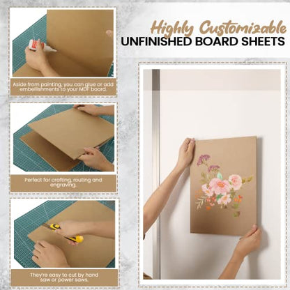 (8-Pack) CalPalmy 11” x 14” MDF Boards - 1/4” Thick Boards for Carpentry, Interior Design, Hobby Crafts, and More - with Smooth, Unfinished Sides and Sanded Edges - size: 11 x 14 x 1/4" (8 Pack)