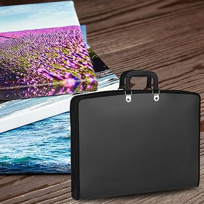 PATIKIL 11" x 17" Art Portfolio Case with Zipper, Portfolio Storage Bag Folder, Artist Carrying Case PP Material for Artist Storage Artwork Poster Painting Board, Black