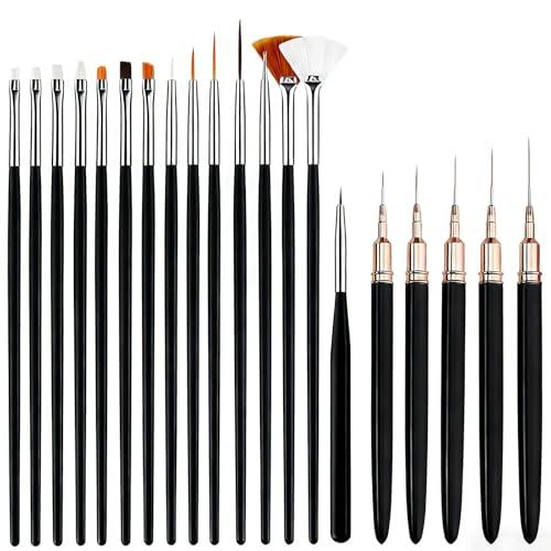 Nail Art Pens Set, Liner Brushes, Nail Art Brushes Tools For Long Lines, Thin Details, Fine Drawing, Liner Brush Polish Painting Nail Design (Black) - color: Black