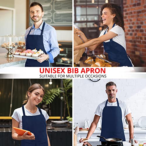 Utopia Kitchen 10 Pack Bib Apron Adjustable with 2 Pockets, Water and Oil Resistant, Cooking Kitchen Chef Apron for Women Men - color: Navy