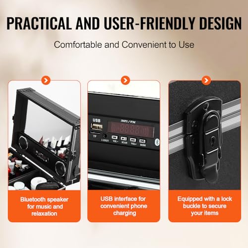 VEVOR Makeup Train Case Professional Makeup Storage Organizer Box Make Up Carrier for Women and Girls - style: Workbench Makeup Case