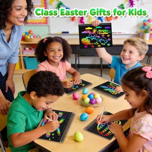 Scratch Art Party Favors for Kids 8-12: 24 Pack Dinosaur Rainbow Scratch Art Notebook, Easter Basket Stuffers, Coloring Books Goodie Bags Stuffers, Classroom Birthday Gifts for Student - style: 24 Pack Dinosaur