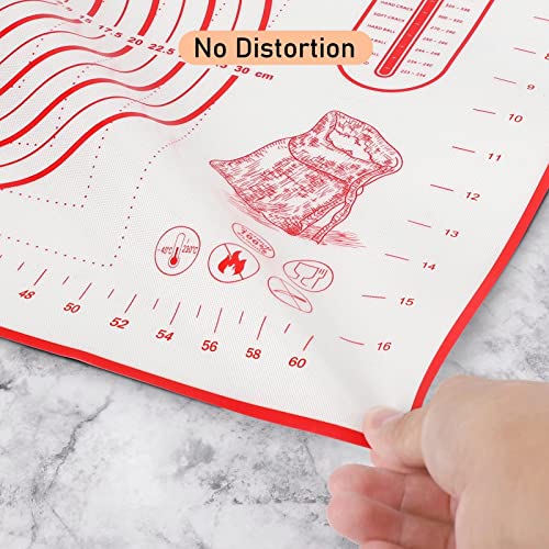 Silicone Baking Mat with Measurements, Pastry Mat for Rolling Out Dough Non-Slip Extra Large, Red, 20" x 28", Fondant Mat - color: Red, size: 20" x 28"