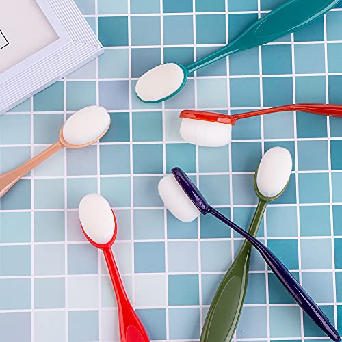 Yoseng 6 Pcs Craft Ink Blending Brushes,Color Coded Handles | Oval Brush Head,Soft Pure White Bristles,Color-coded Handles, Easy Ink Blending,Stenciling,Scrapbooking,Artists & Crafters - color: Dark Color 6pcs